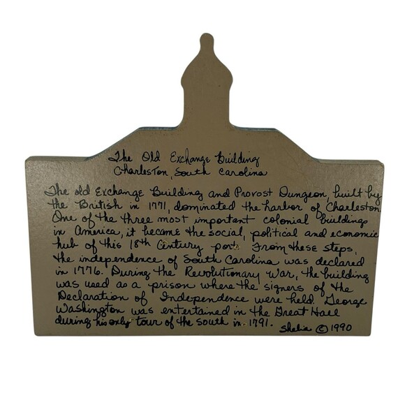 The Old Exchange Building Charleston South Carolina Signed Wood Shelf Sitter - Picture 11 of 14